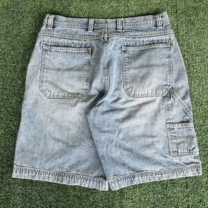 VTG Y2K Men's Carpenter Wide-Leg Skate Blue Denim Shorts Jorts 35x11" JNCO Style